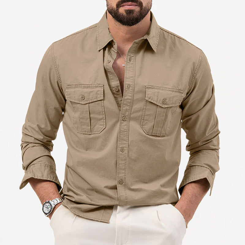 Men's long sleeve shirt with chest pockets and modern fit Lune London
