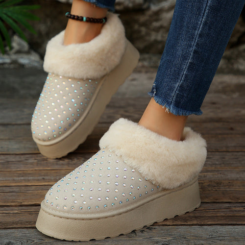 Ladies Soft Slippers with Sparkling Ornaments and Warm Lining Lune London