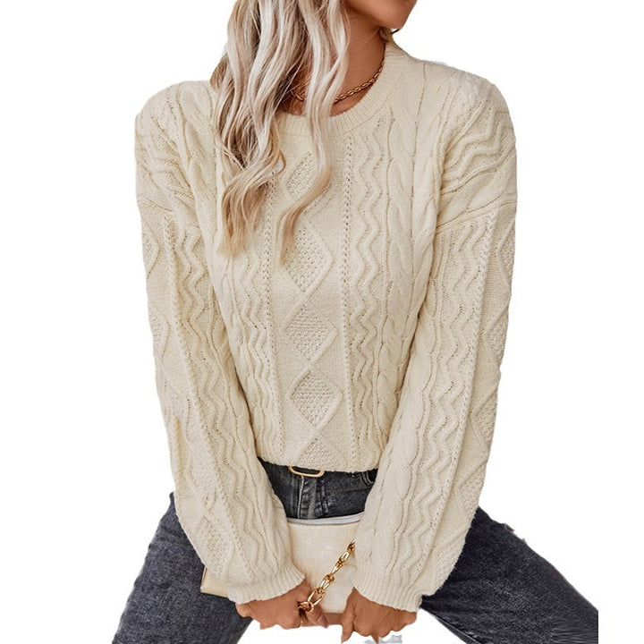 Thick knitted sweater for women with textured twisted pattern Lune London