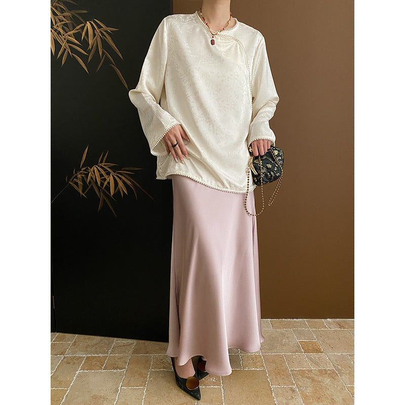 Women's Elegant Top with Loose Fit and Bead Details Chic & Stil