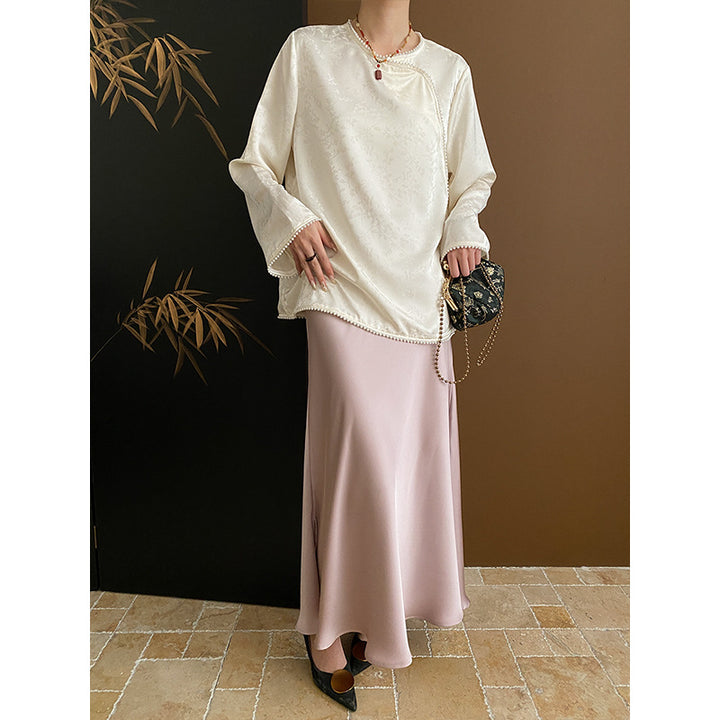 Women's Elegant Top with Loose Fit and Bead Details Chic & Stil