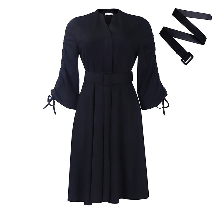 Dress for women with fitted belt and ruffled sleeves Lune London