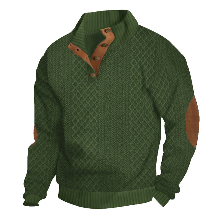 Sweatshirt for men with structured knitted pattern and leather details Lune London