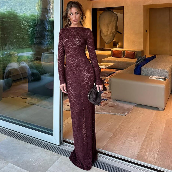 Elegant lace maxi dress for women with long sleeves Lune London