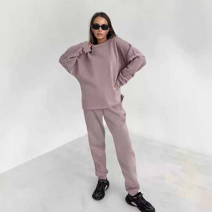 Ladies Casual Chic Fleece Loungewear Set