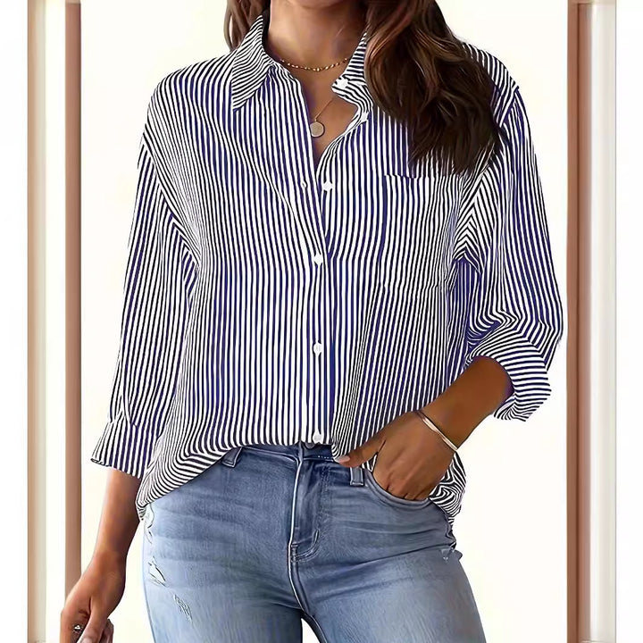 Women's modern striped pattern blouse with a comfortable fit Lune London