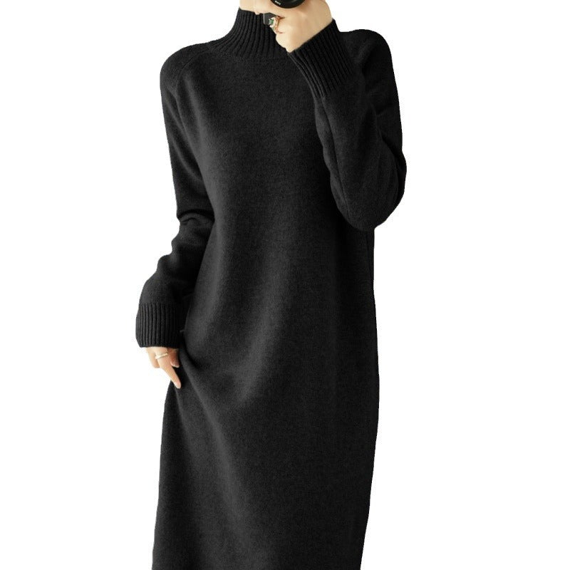 Knit dress for women with high collar and slightly oversized fit Lune London