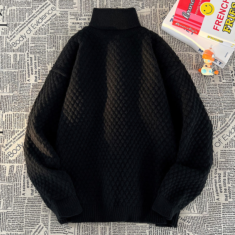 Pull femme en grosse maille avec col montant Lune London