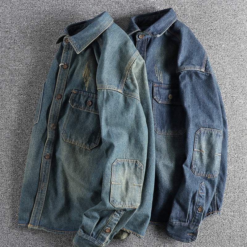 Men's denim shirt with flap pockets and vintage design Lune London