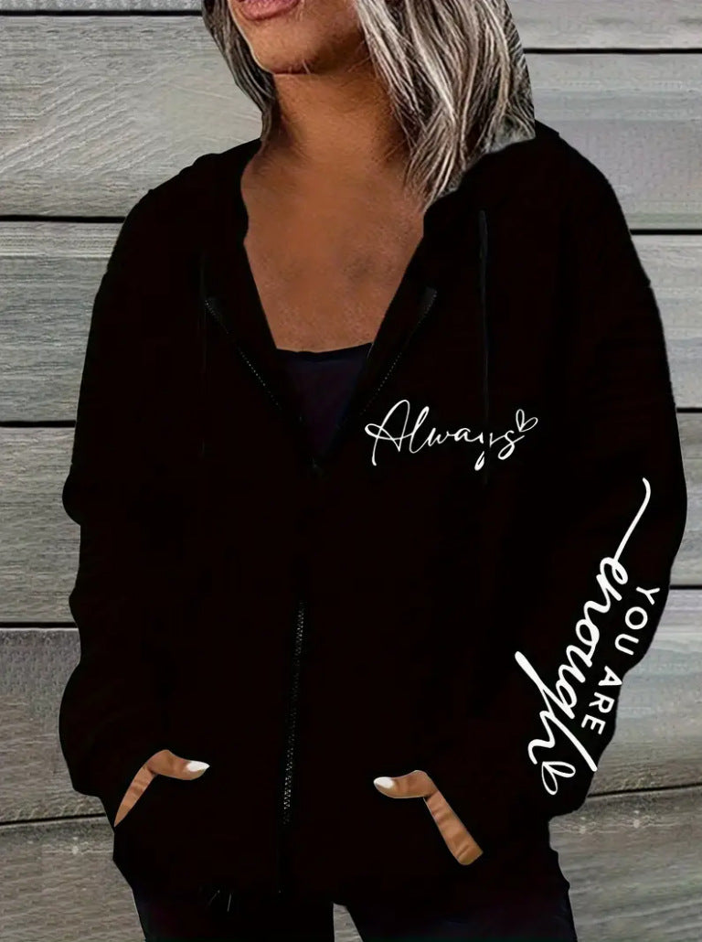 Veste à capuche décontractée pour femmes avec impression motivante Chic & Stil