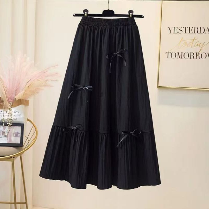 Jupe maxi évasée pour femmes avec nœuds décoratifs