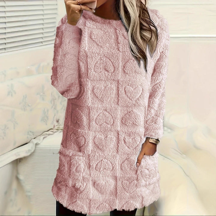 Soft sweatshirt dress for women with heart-shaped fabric pattern Lune London