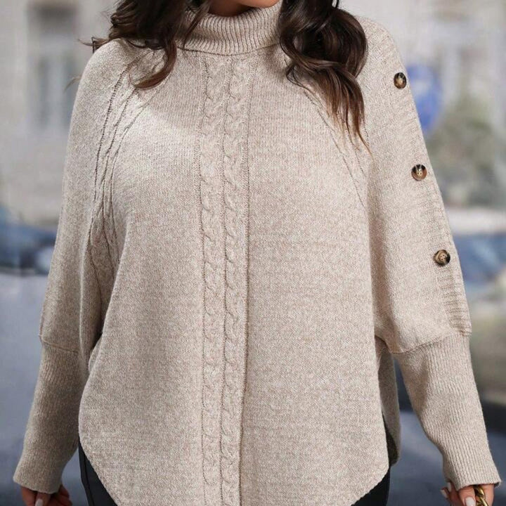 Casual turtleneck sweater for women with textured design Lune London