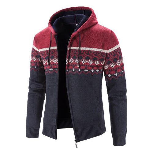 Men's Hooded Knit Sweater Vest with Norwegian Pattern Lune London