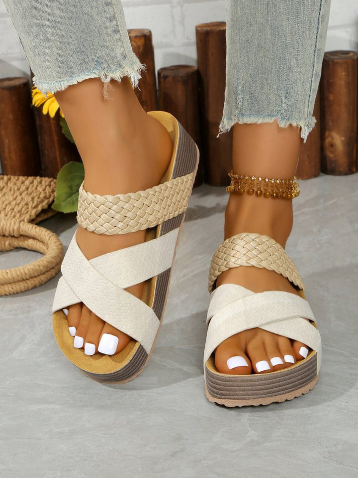 Ladies Comfortable Braided Strap Sandals with Non-Slip Sole Lune London