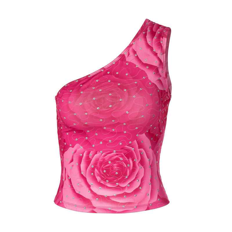 Women's asymmetrical bustier with floral pattern and rhinestone details Lune London