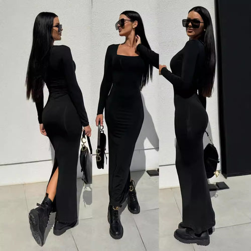 Chic Bodycon Dress with Long Sleeves and Leopard Print for Women
