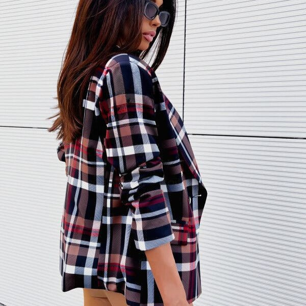 Plaid jacket for women with double-breasted buttons and elegant cut Lune London