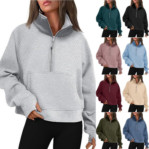 Lady Hoodie with high collar and zipper Lune London