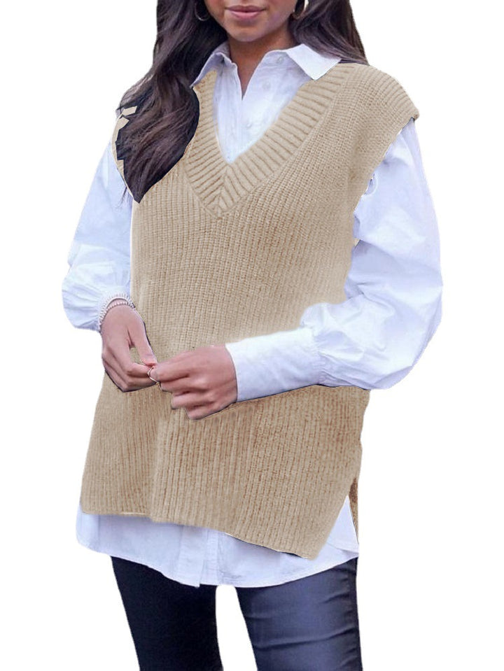 Modern oversized knit cardigan for women with chic V-neck.
