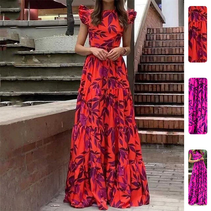 Robe maxi femme avec détails en volants et design floral Chic & Stil