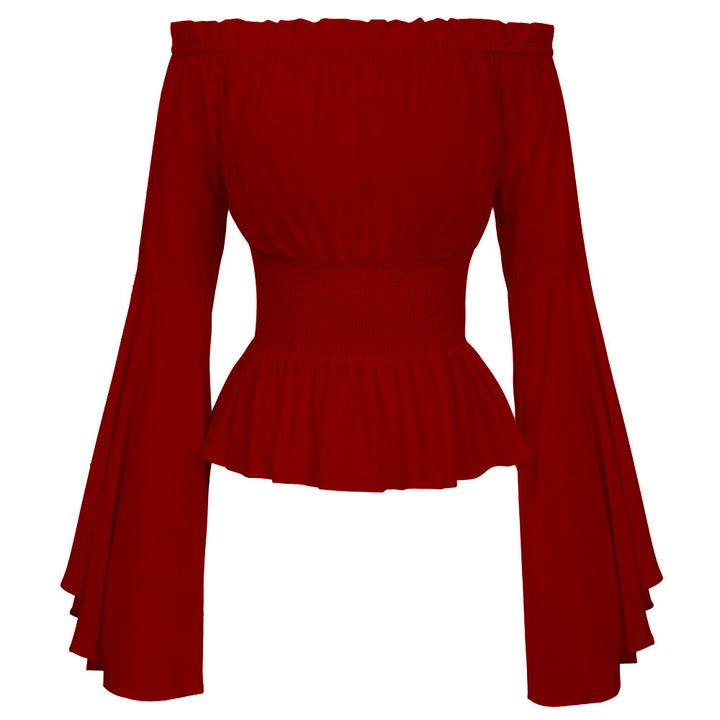 Off-the-shoulder top for women with elegant bell sleeves and an elastic waist Lune London