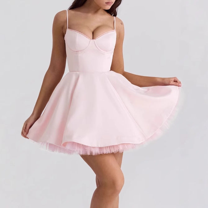 Playful A-line dress for women with lace bustier and adjustable straps Chic and Style