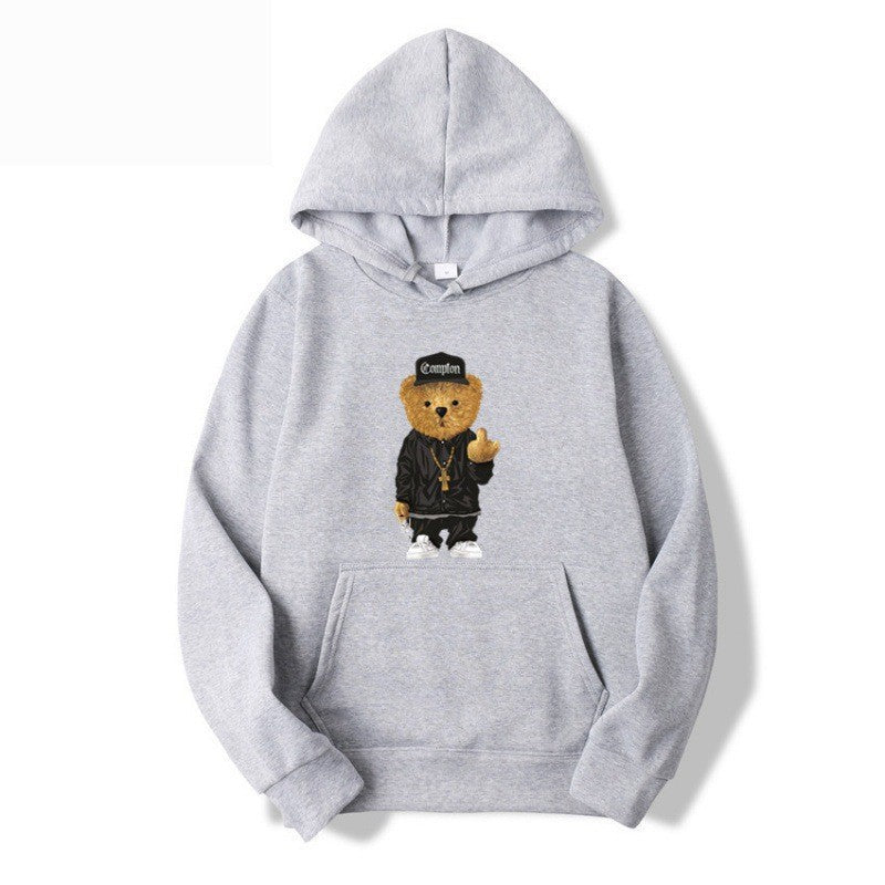 Women’s hoodie with artistic bear design and kangaroo pocket Chic & Stil