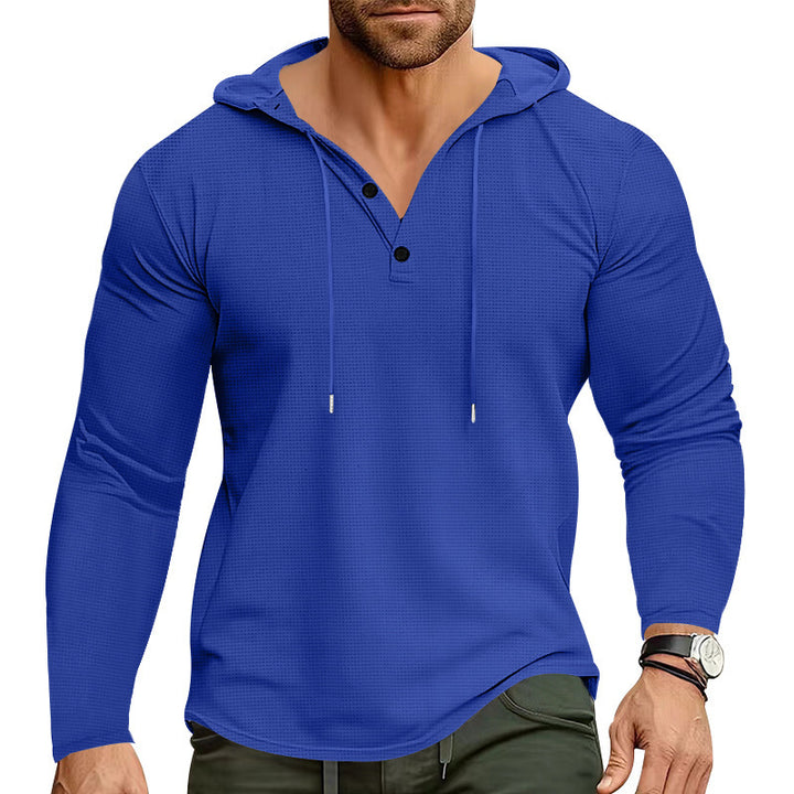 Men's trendy hoodie with textured design and stylish button details Lune London