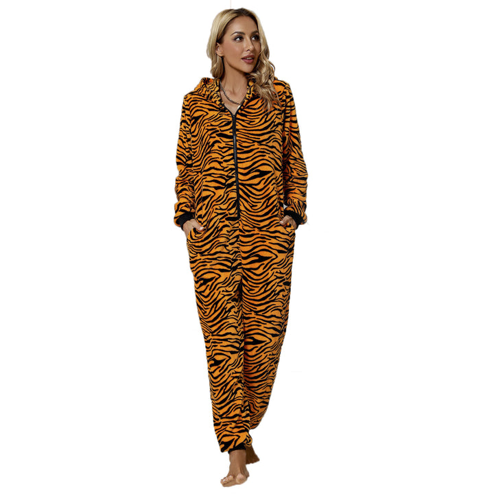 Women's fleece jumpsuit with trendy animal print Lune London