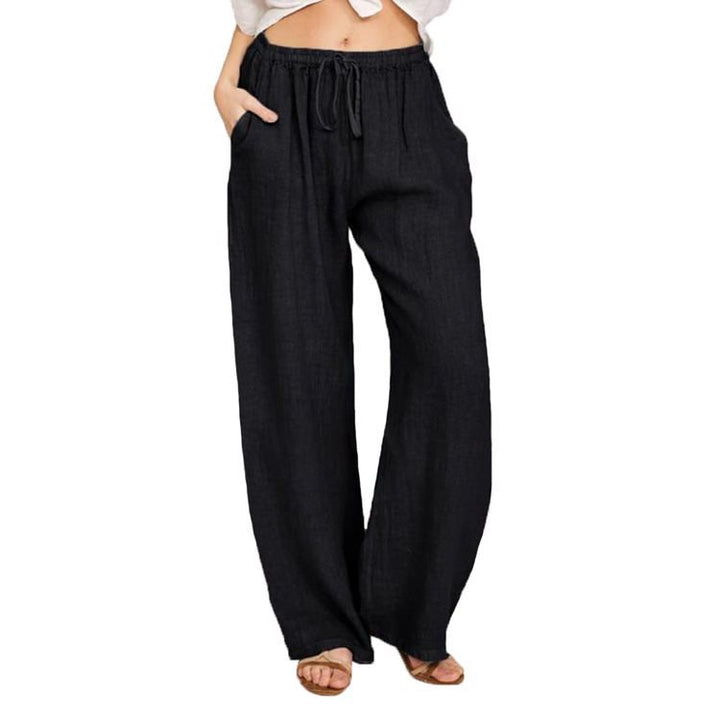 Comfortable and breathable linen pants for women with elastic waistband and side pockets Lune London