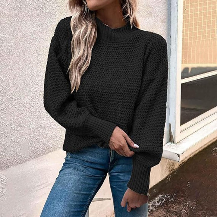 Knit sweater with high collar and structured pattern for women Chic und Stil