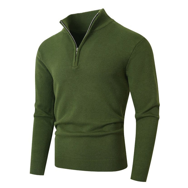 Knitted pullover for men with a modern high collar and a high-quality zipper Lune London