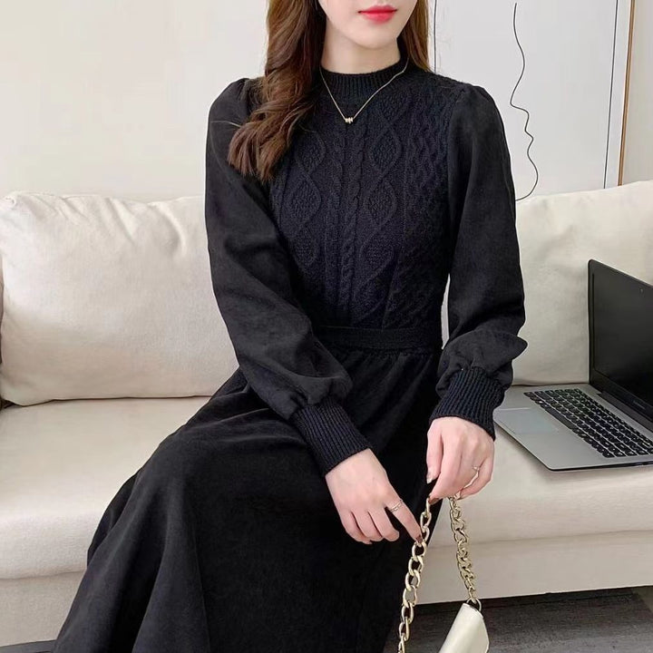 Robe tricotée pour femmes avec des manches volumineuses et un haut structuré Chic & Stil