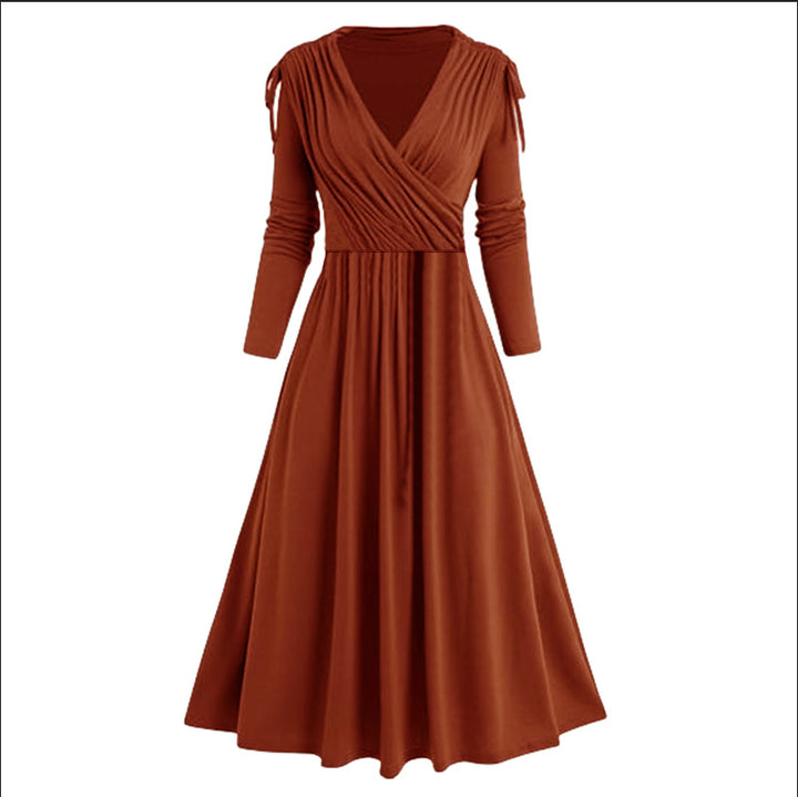 Midi dress for women with draped effect and long sleeves Lune London