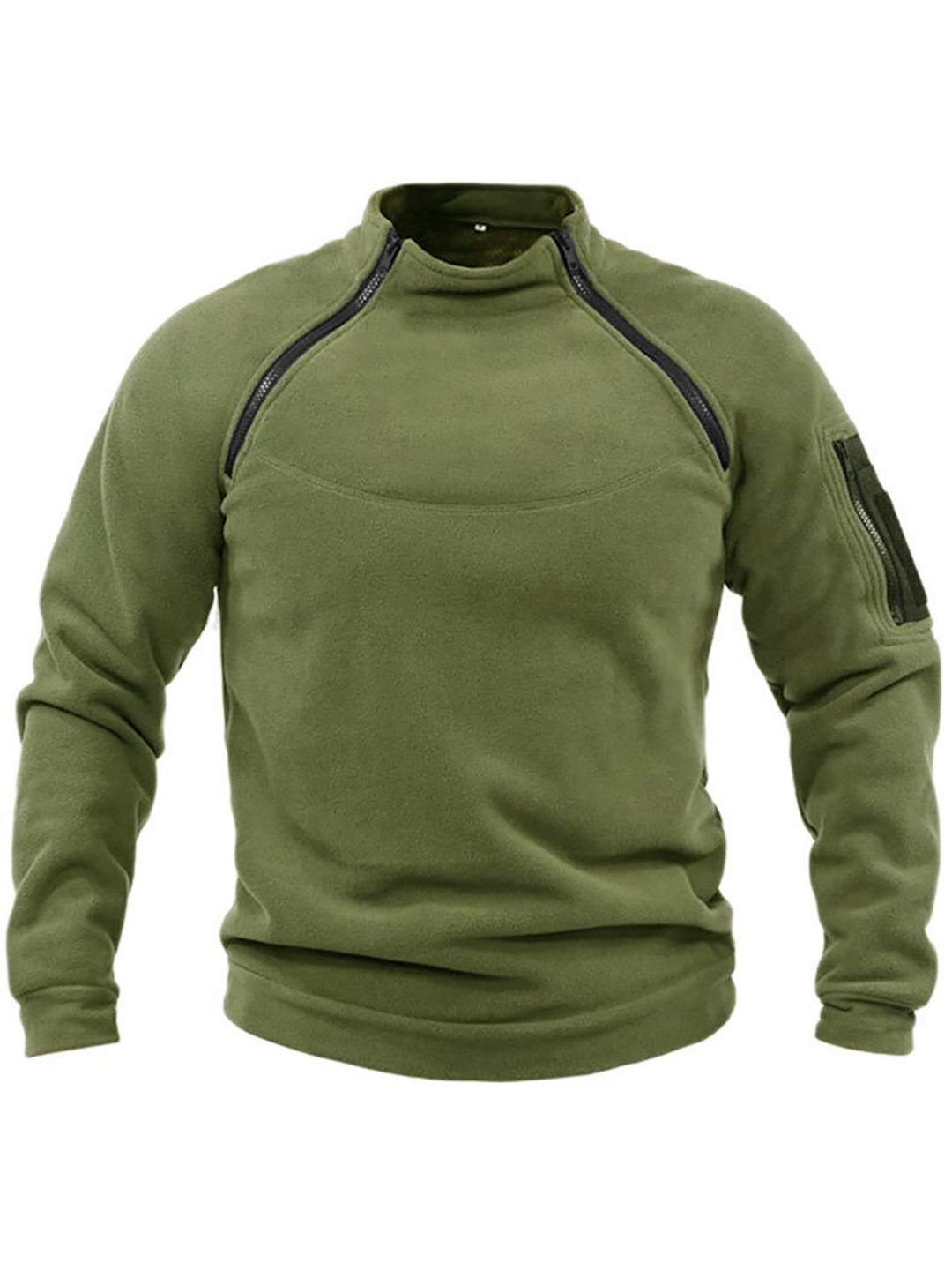 Men's Thermal Fleece Pullover with High Collar and Practical Pockets Chic Und Stil
