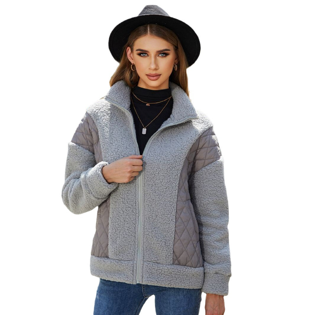 Fleece jacket for women with quilted details and practical pockets Lune London
