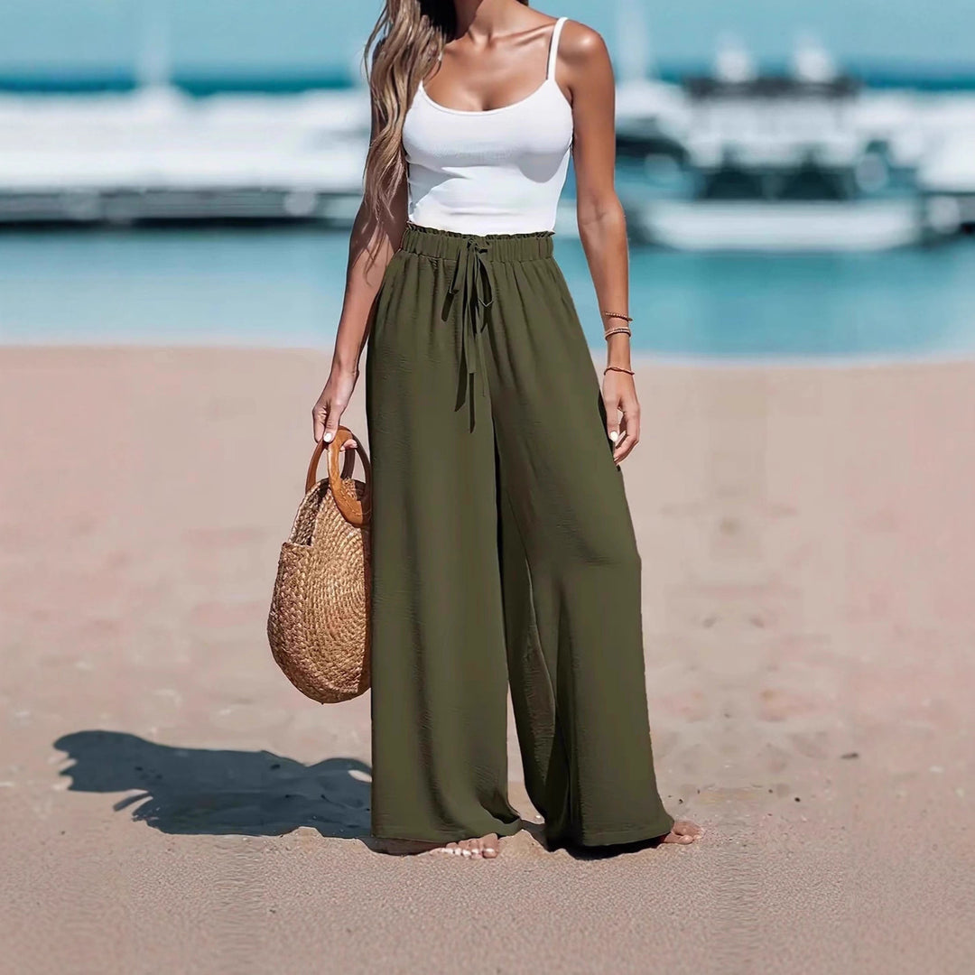 Wide summer pants for women with elastic waist Lune London