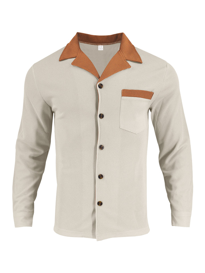 Stylish long sleeve shirt for men with a textured design and a practical chest pocket Lune London