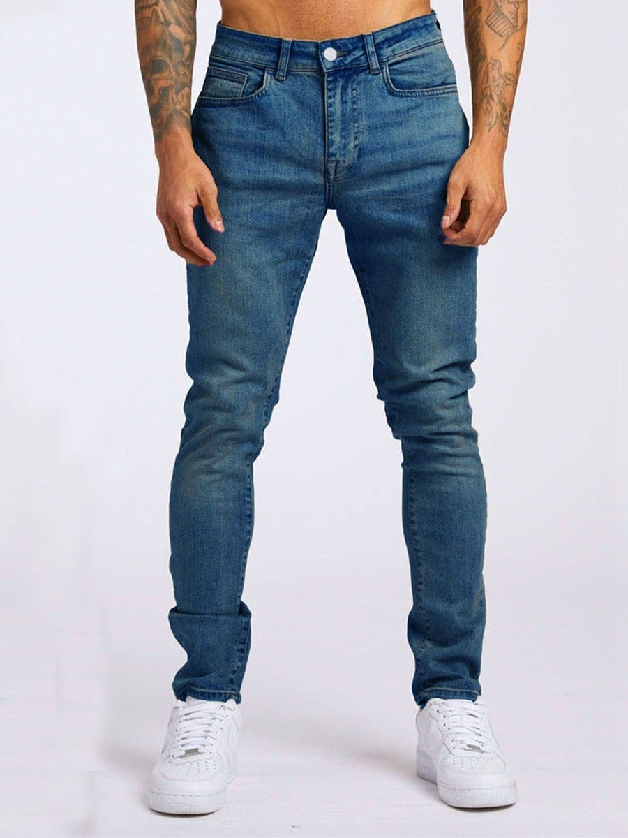 Men's Slim-Fit Jeans with Elastic Comfort Waistband and Modern Details Lune London