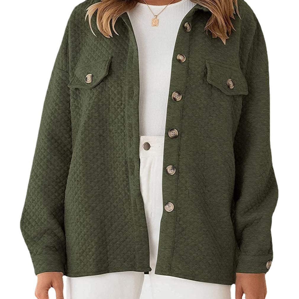 Plus size women's quilted jacket with pockets and classic collar Lune London