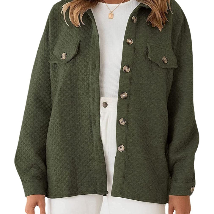 Plus size women's quilted jacket with pockets and classic collar Lune London