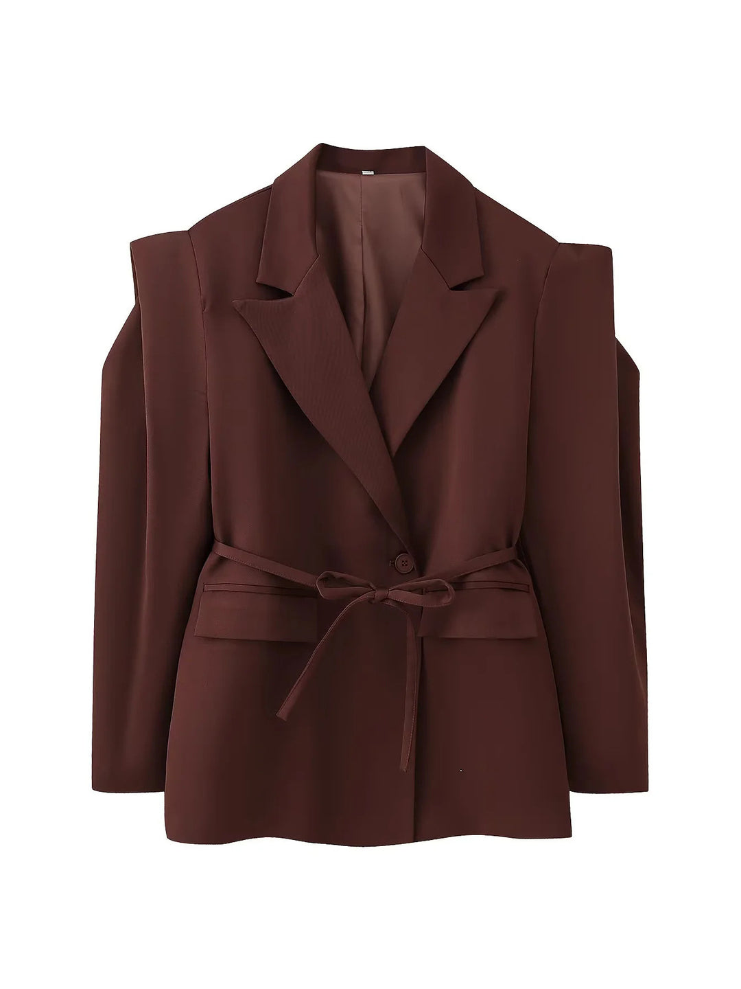 Trendy women's blazer jacket with belt and silk look Lune London