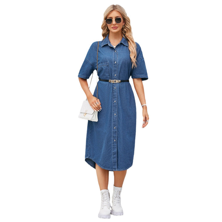 Denim shirt dress for women with button design and side slit Lune London
