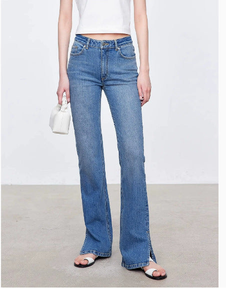 Jean bootcut pour femmes au style vintage avec taille haute Chic & Stil