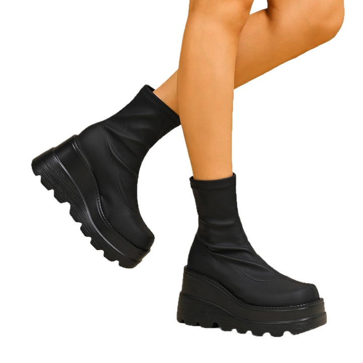 Lune London Women's Double Wedge Heel Ankle Boots