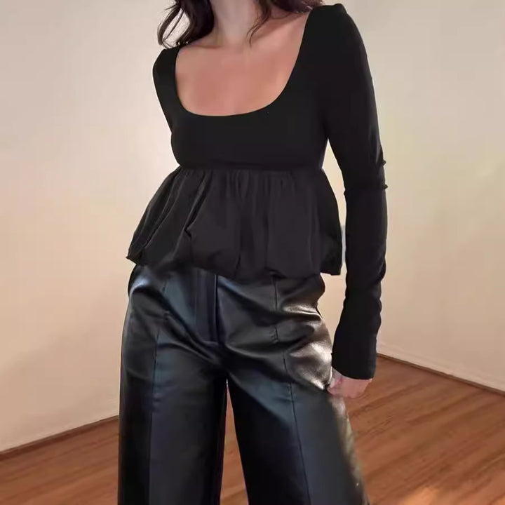 Ladies Elegant shirt with pleated design and wide hem Lune London