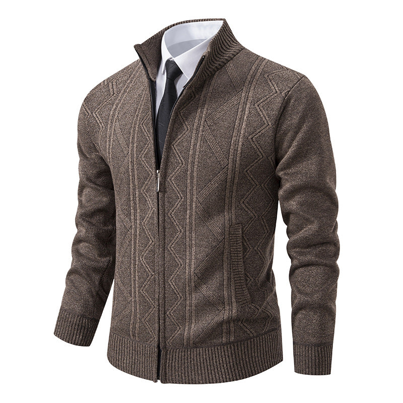 Men's knit jacket with high collar and zipper Lune London