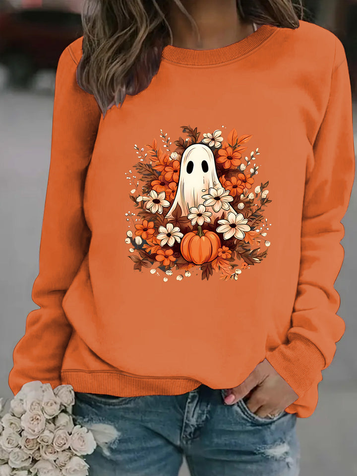 Sweatshirt femme avec motif automnal ludique et effrayant Chic & Stil