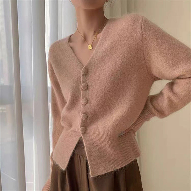 Cardigan Femme en Matériau Mohair Doux avec Fermeture Boutonnée Chic & Stil